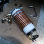 The nee WVO filter (coolant wrapped). 