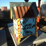 The little free library at La Loma Hostel in Marathon, TX. 