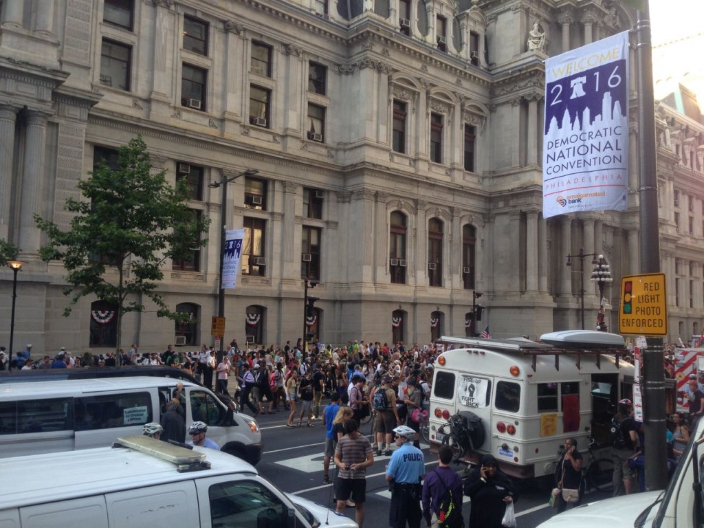 Serving tea at City Hall in Philadelphia for the Democratic National Convention. 